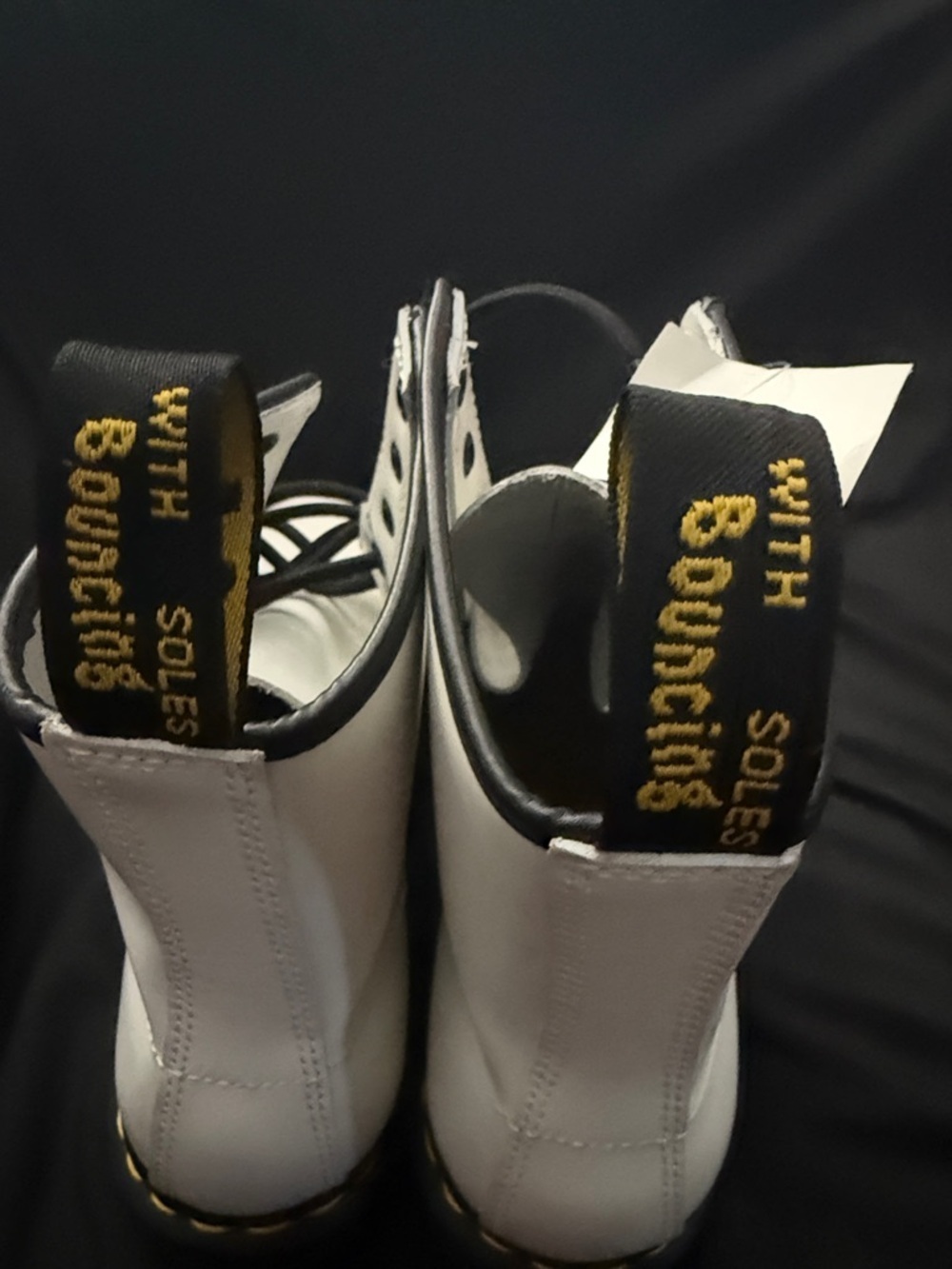Dr. Martens White Leather Lace-Up Boots with Yellow Stitching Size 10 Brand New! - Picture 7 of 10